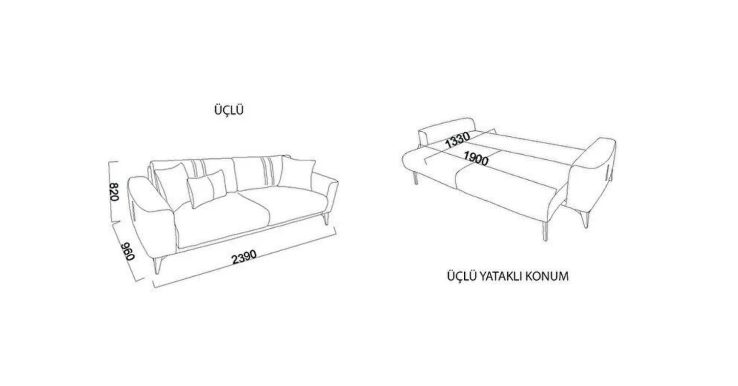 Mirante Sofa Bed 3 Seater x 2 Pcs