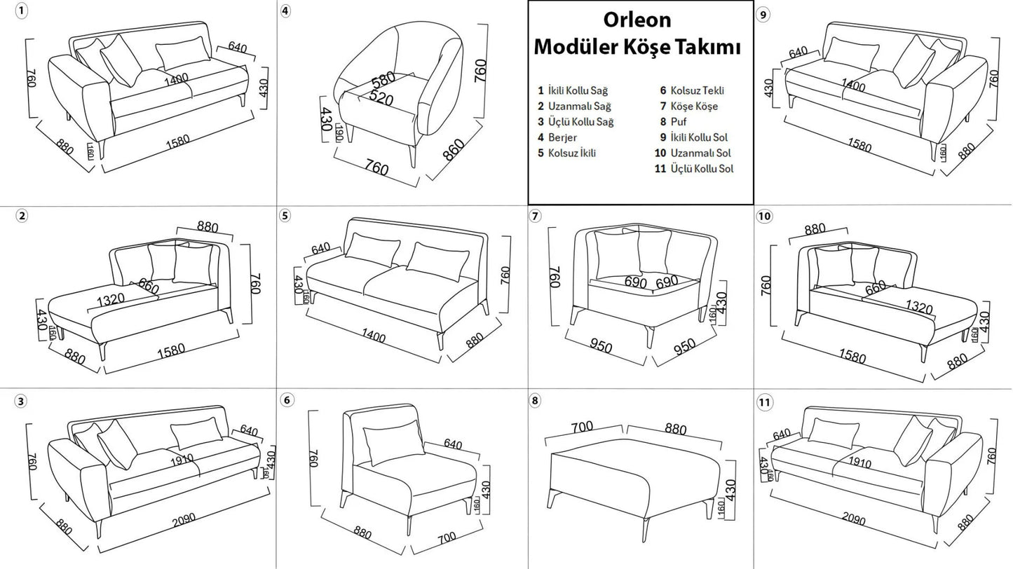 Orleon Corner Sofa Bed (158x367cm) (💐Spring Fest)