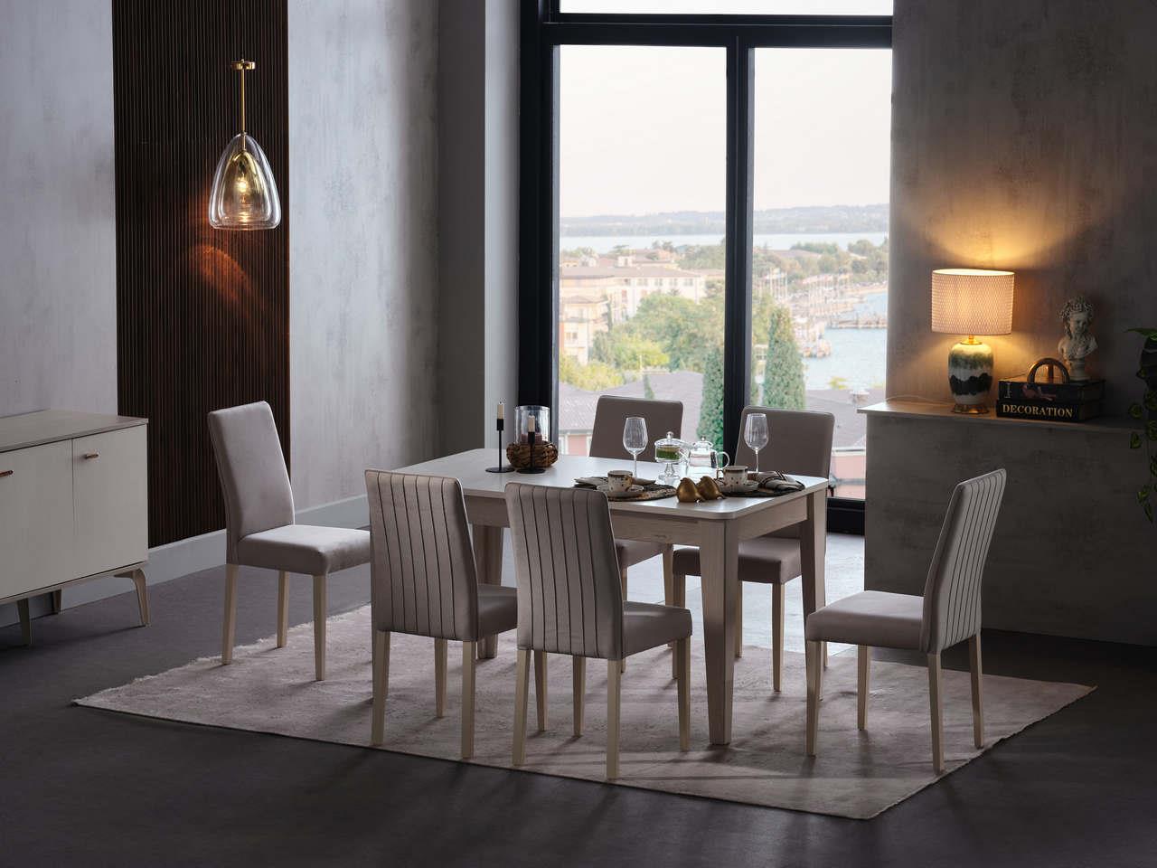 PALERMO EXTENDABLE DINING TABLE + 6 CHAIRS