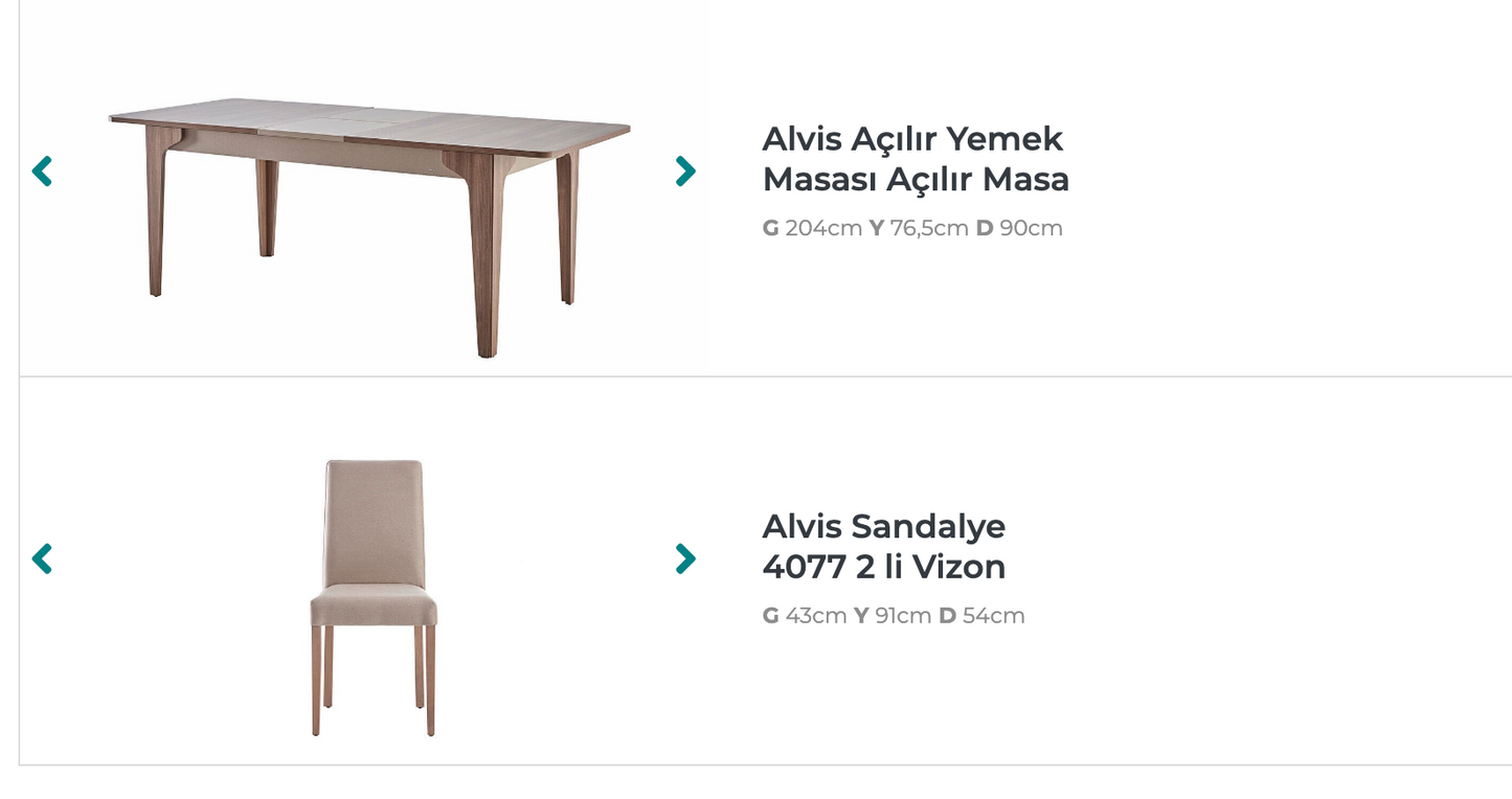 ALVIS EXTENDABLE DINING TABLE + 6 CHAIRS