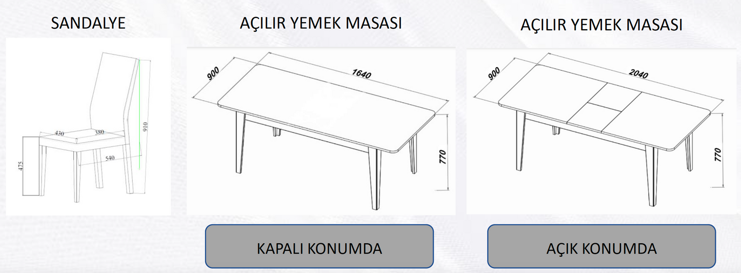 PALERMO EXTENDABLE DINING TABLE + 6 CHAIRS