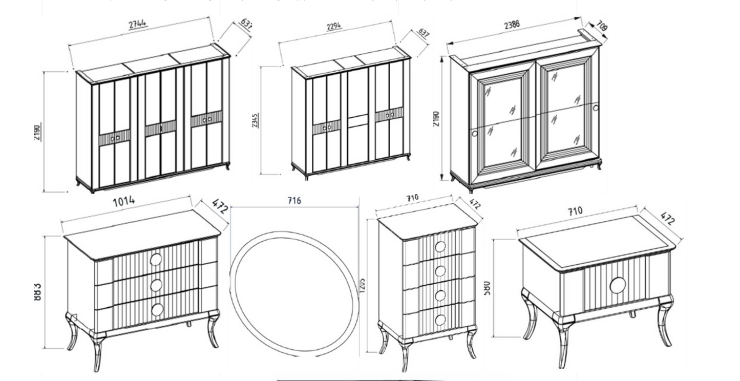 Pesaro Bedroom Set (Sliding Door) Display