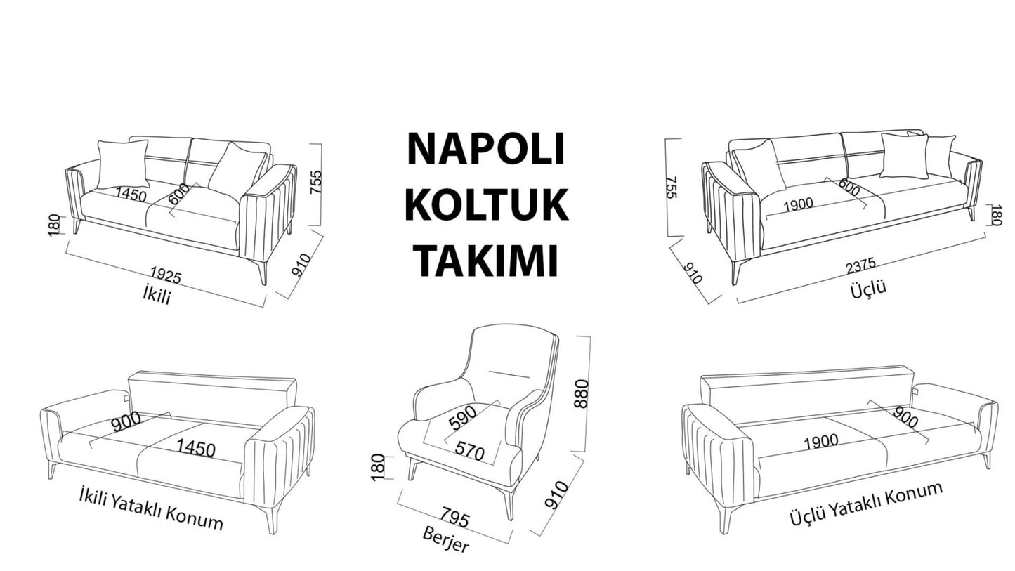 Napoli Sofa Set 3 - 2 - B