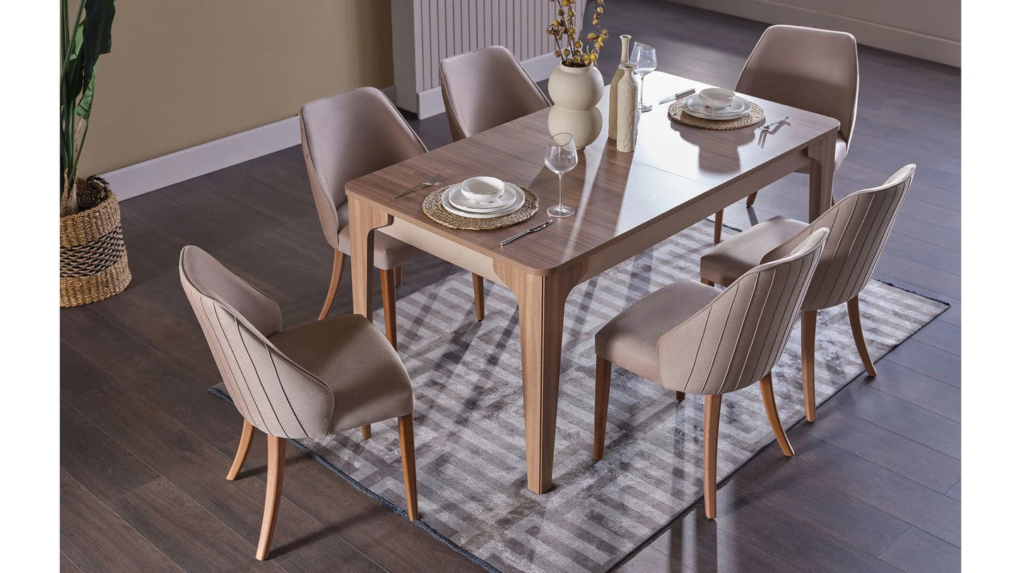 ALVIS EXTENDABLE DINING TABLE + 6 CHAIRS