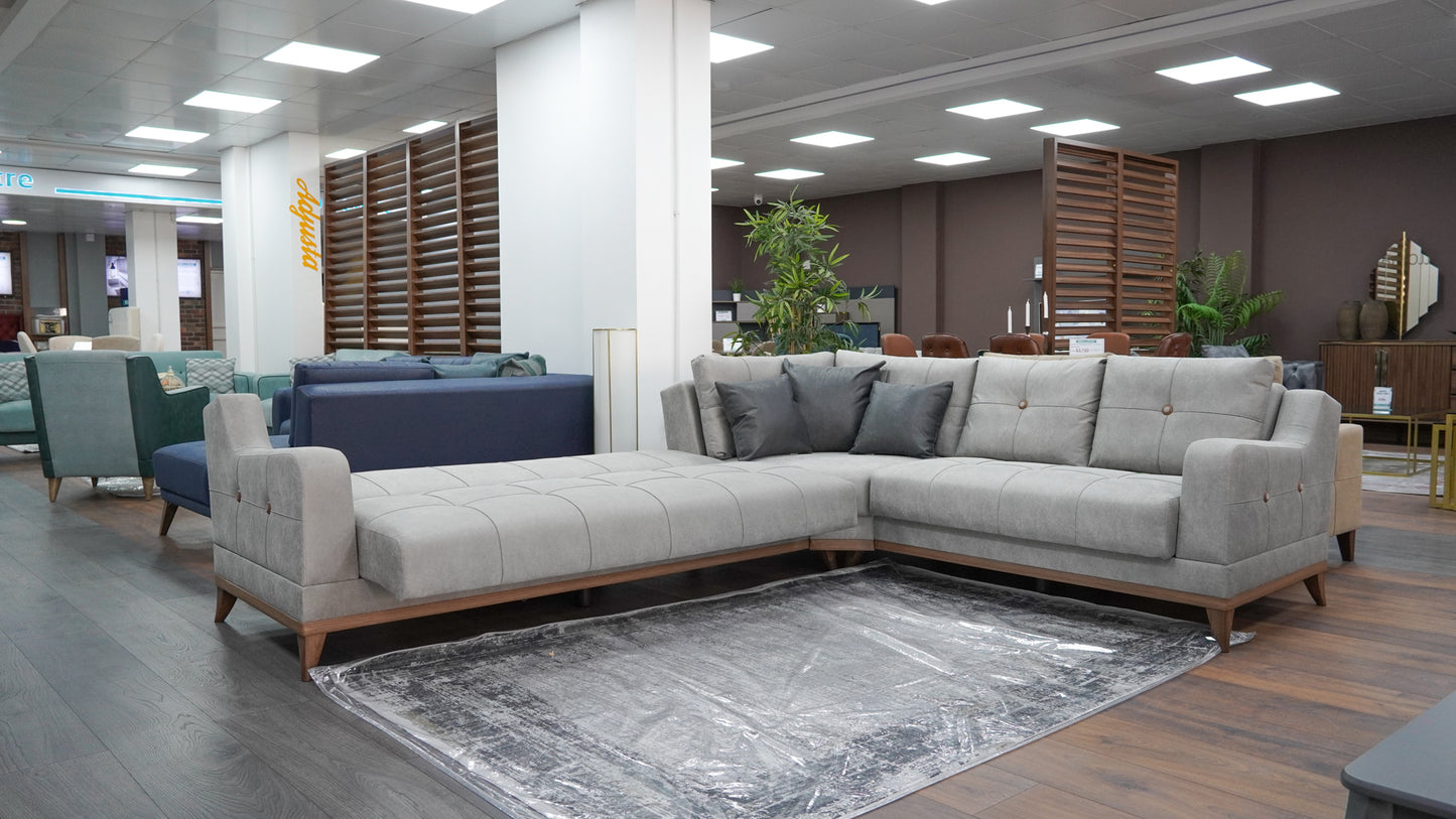 Aden Corner Sofa Bed Plus - Melson Grey Colour