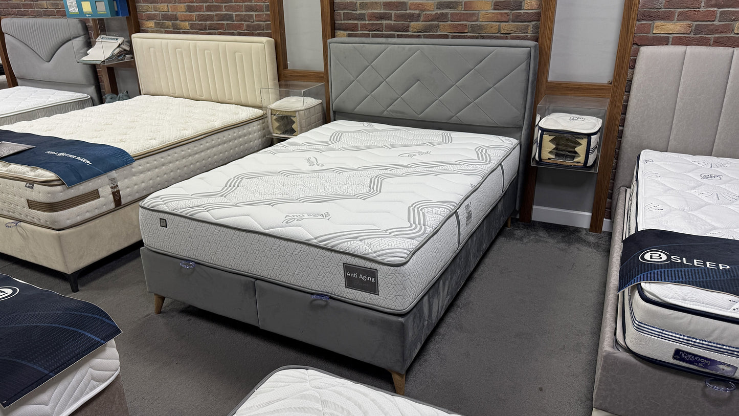 Petra S Headboard and Base (Grey Ottoman Bed)