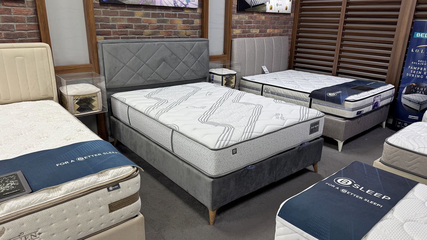 Petra S Headboard and Base (Grey Ottoman Bed)