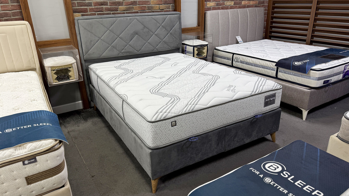 Petra S Headboard and Base (Grey Ottoman Bed)