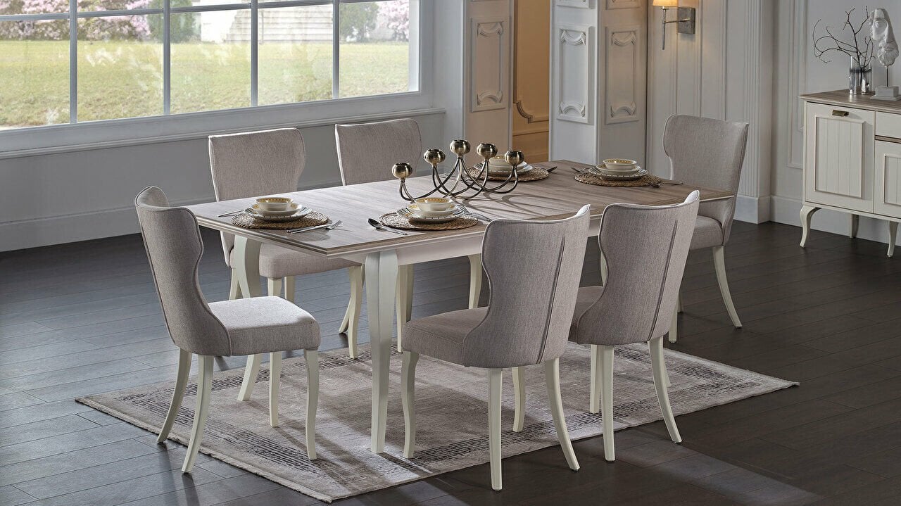 ANDERA EXTENDABLE DINING TABLE + 6 CHAIRS