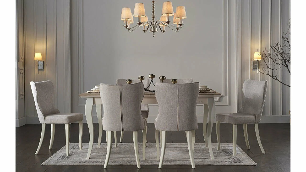 ANDERA EXTENDABLE DINING TABLE + 6 CHAIRS