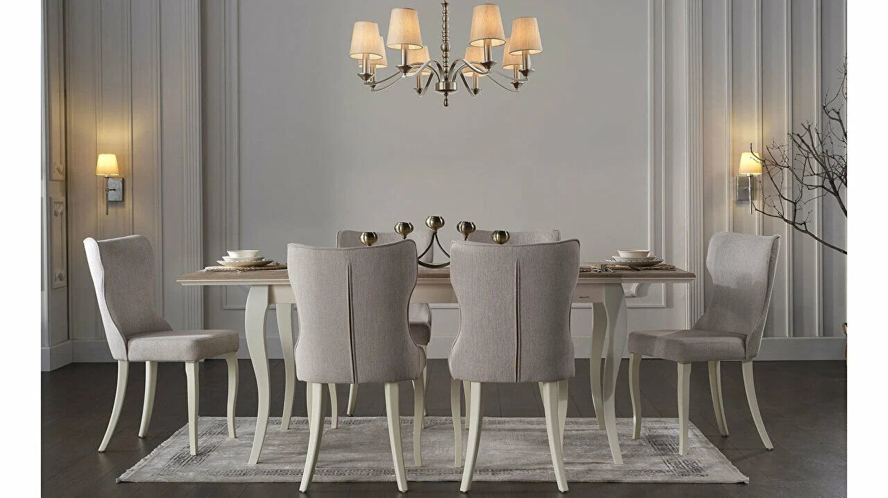 ANDERA EXTENDABLE DINING TABLE + 6 CHAIRS