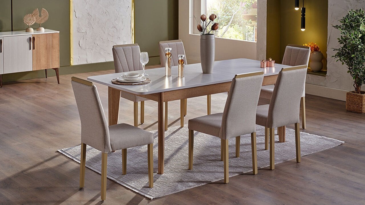 Pandora Extendable Dining Table + 6 Chairs