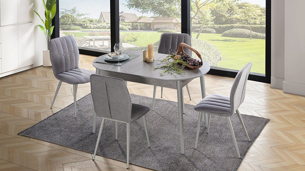 PRUVA EXTENDABLE TABLE (KITCHEN) + 4 CHAIRS