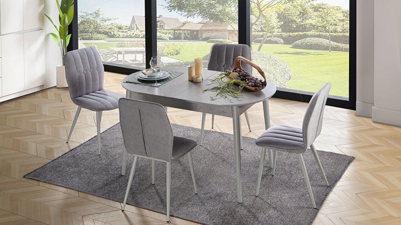 PRUVA EXTENDABLE TABLE (KITCHEN) + 4 CHAIRS